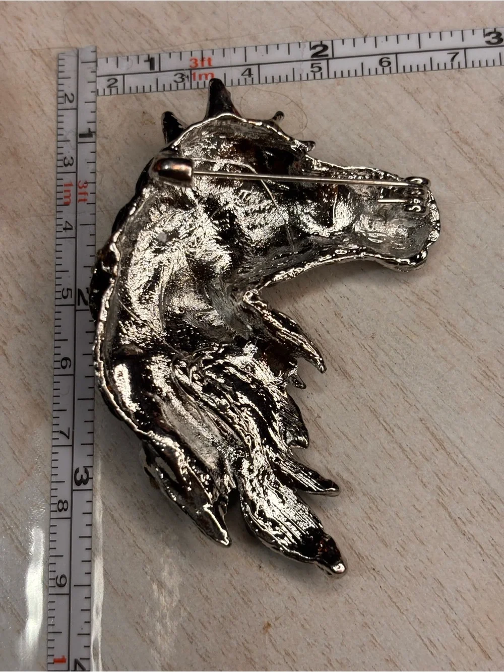 Black & Silver Rhinestone Horse Head Brooch Pin – Equestrian Statement Jewelry